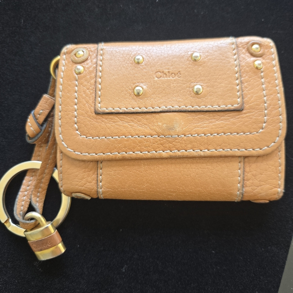 Chloé Tan Leather Key Holder Wallet